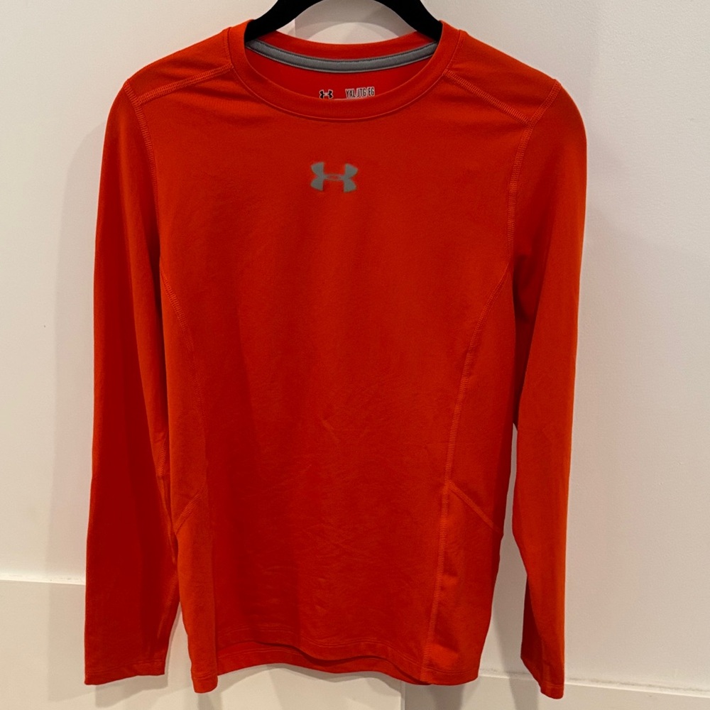 Fitted Under Armour Bright Orange Athletic Shirt.  Youth/XL